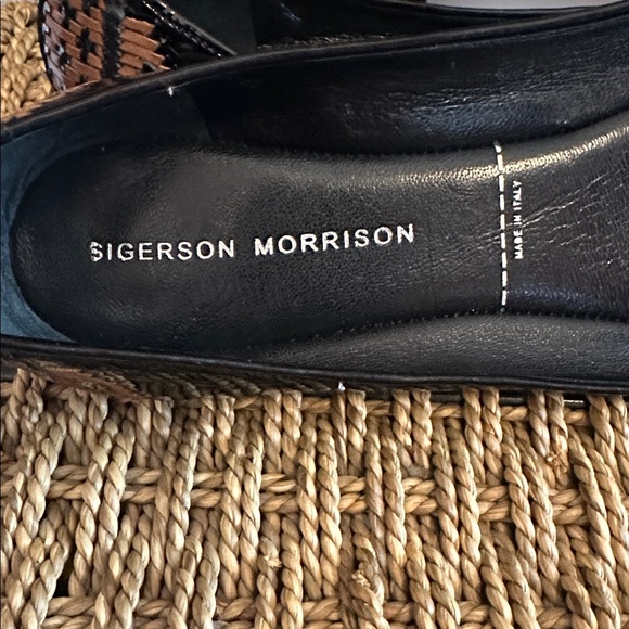 Sigerson Morrison women’s Black Brown weave Patent leather 8.5 ballet Flats - Picture 7 of 12